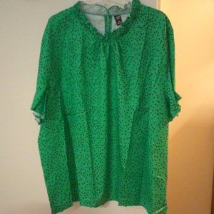 ‼️🆕NWT Adorable SHEIN Curve Plus PolkaDotFrill Sleeve Blouse